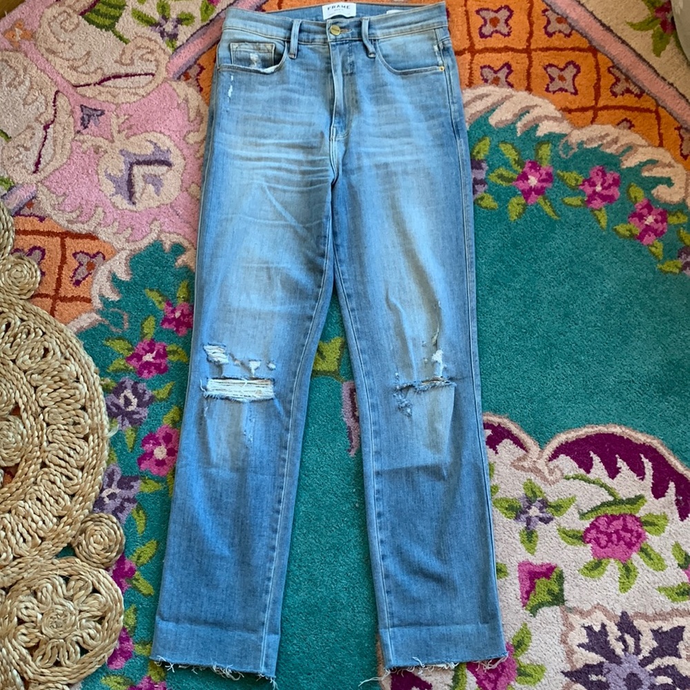 FRAME Le Sylvie Slender Straight stretchy high waist jeans